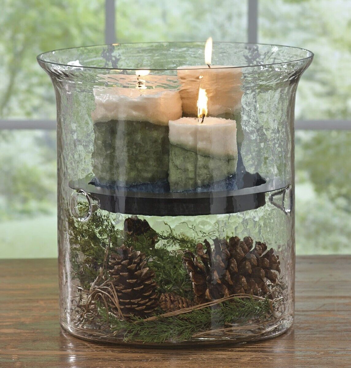 (image for) Large Glass Cylinder Candle Holder Metal Insert