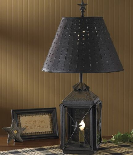 (image for) Primitive Table Lamp and Night Light Star Punched Tin with Shade