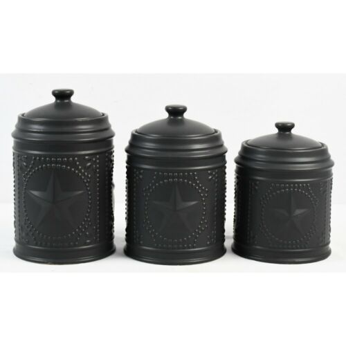 (image for) Primitive Star Kitchen Canister Set 3 Black Ceramic