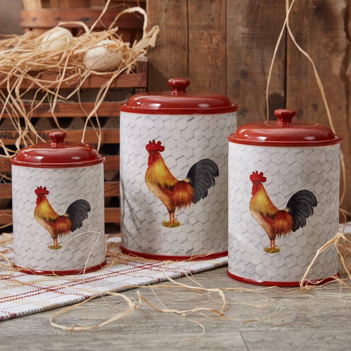 (image for) Rooster Canister Set of 3 Ceramic