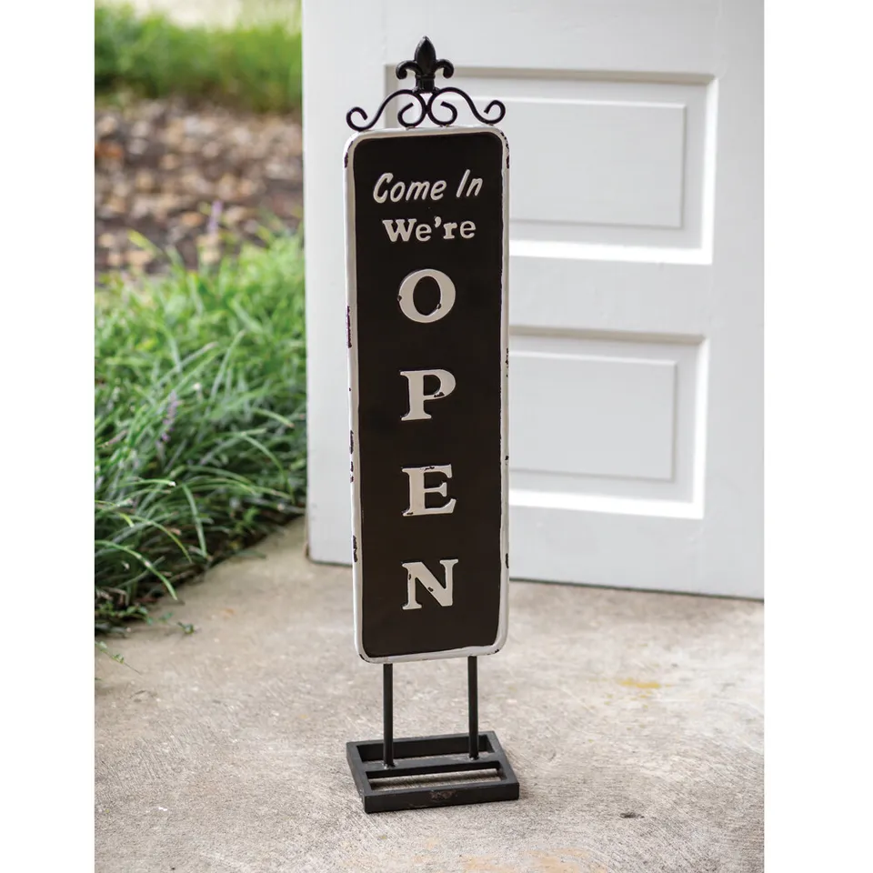 (image for) Open Closed Standing Sign Antique Vintage Style Metal