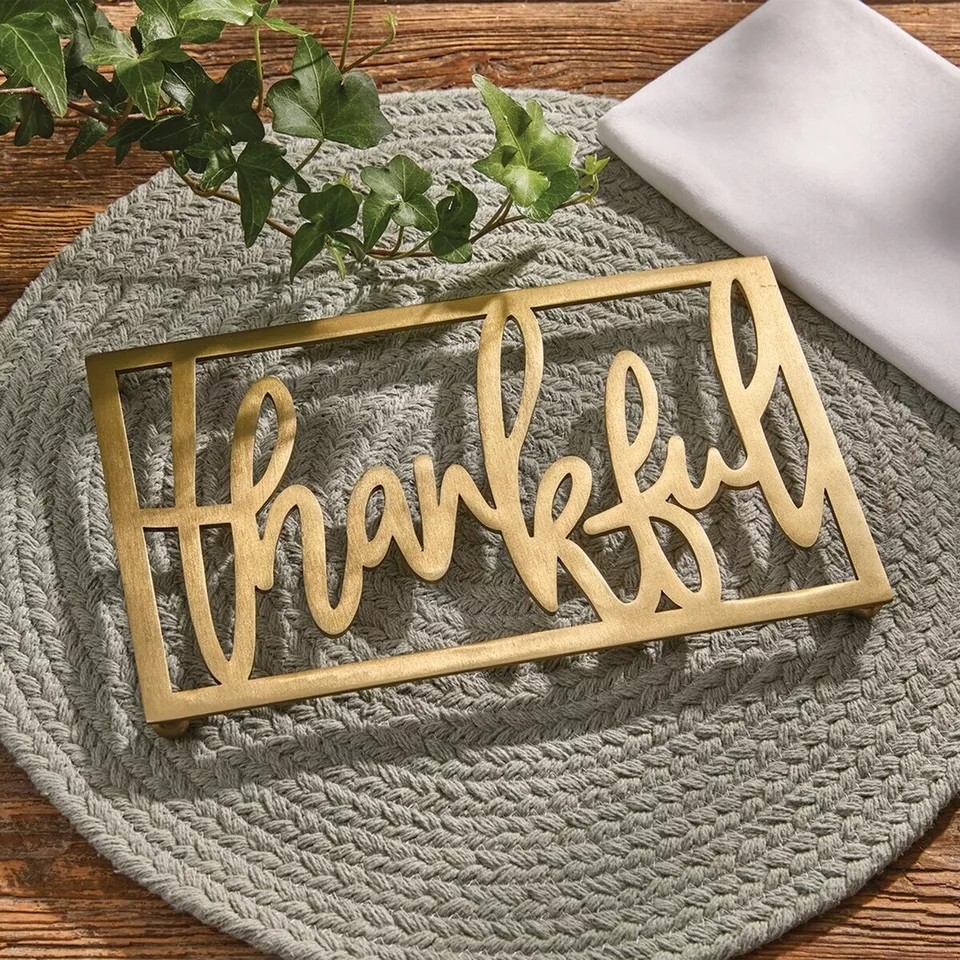 (image for) Thankful Table Trivet Metal Thanksgiving