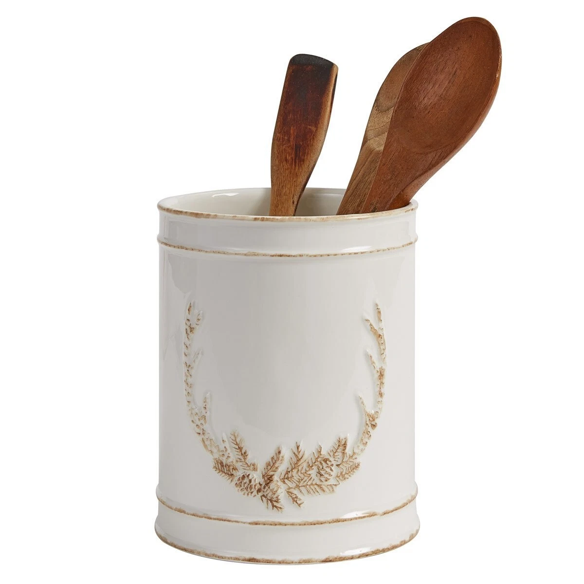 (image for) Antler Wreath Crock Utensil Holder Ceramic Container