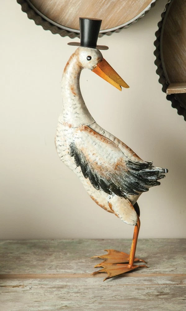 (image for) Metal Duck Sculpture Figurine Wearing Top Hat