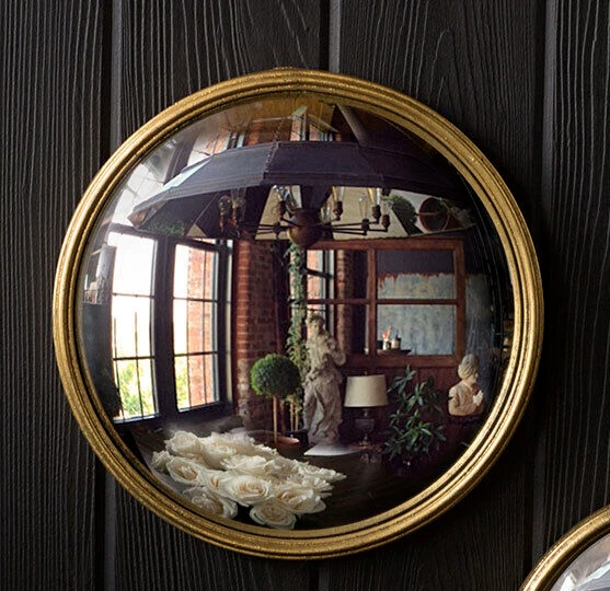 (image for) Convex Wall Mirror Round Gold Framed 15"
