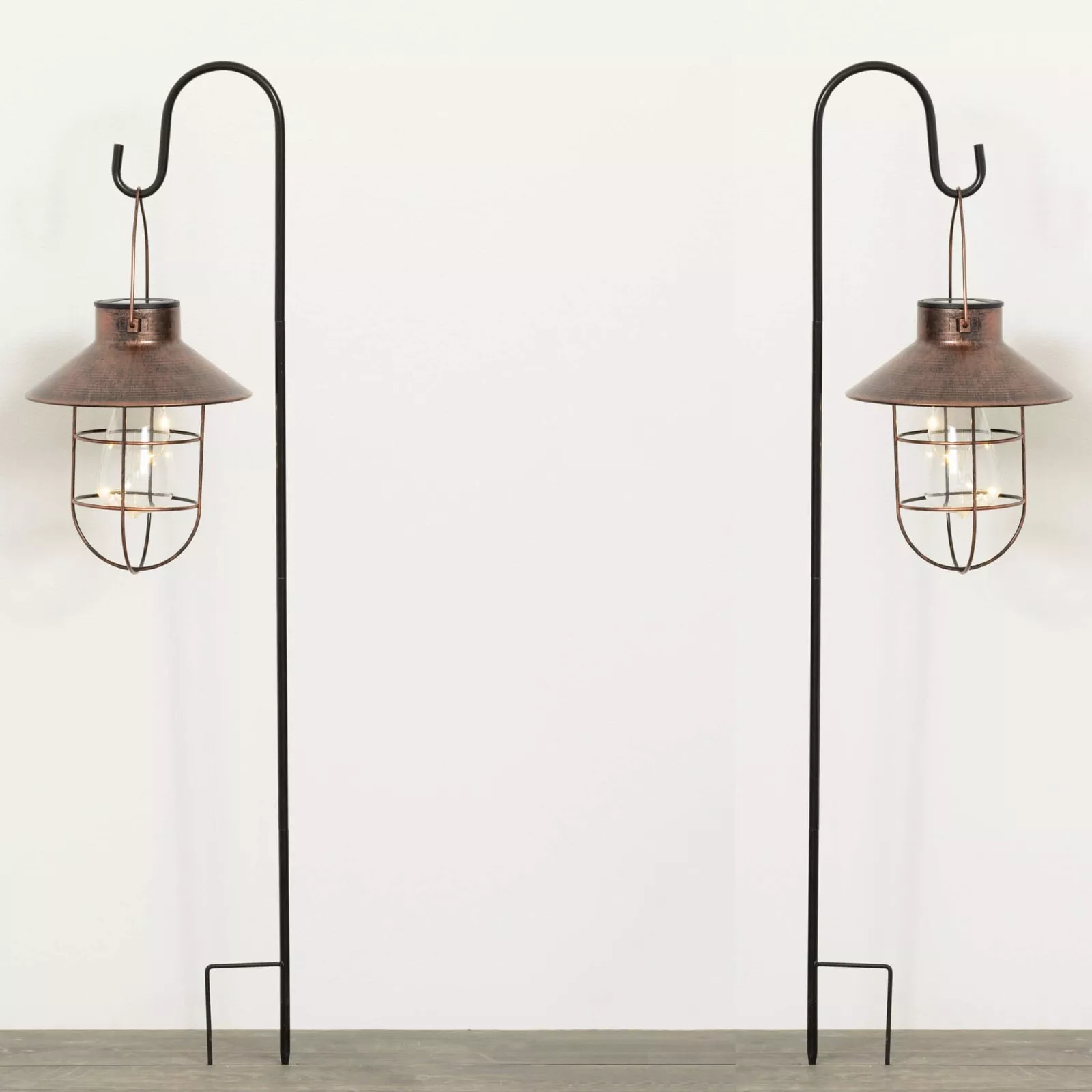 (image for) Solar Lantern Hanging Light Set of 2 Copper Outdoor Lights