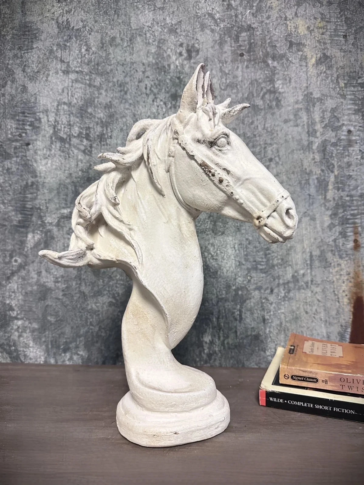 (image for) White Horse Head Bust Figurine Sculpture Distressed